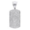 10K White Gold Diamond Dog Tag Pendant With Crown 1ct