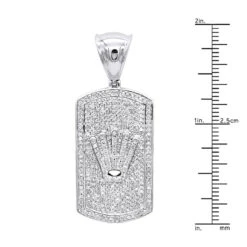 10K White Gold Diamond Dog Tag Pendant With Crown 1ct 11 10K White Gold Diamond Dog Tag Pendant With Crown 1ct -Urban Jewels Shop solid 10k gold diamond dog tag pendant with crown 1ct rulerwh