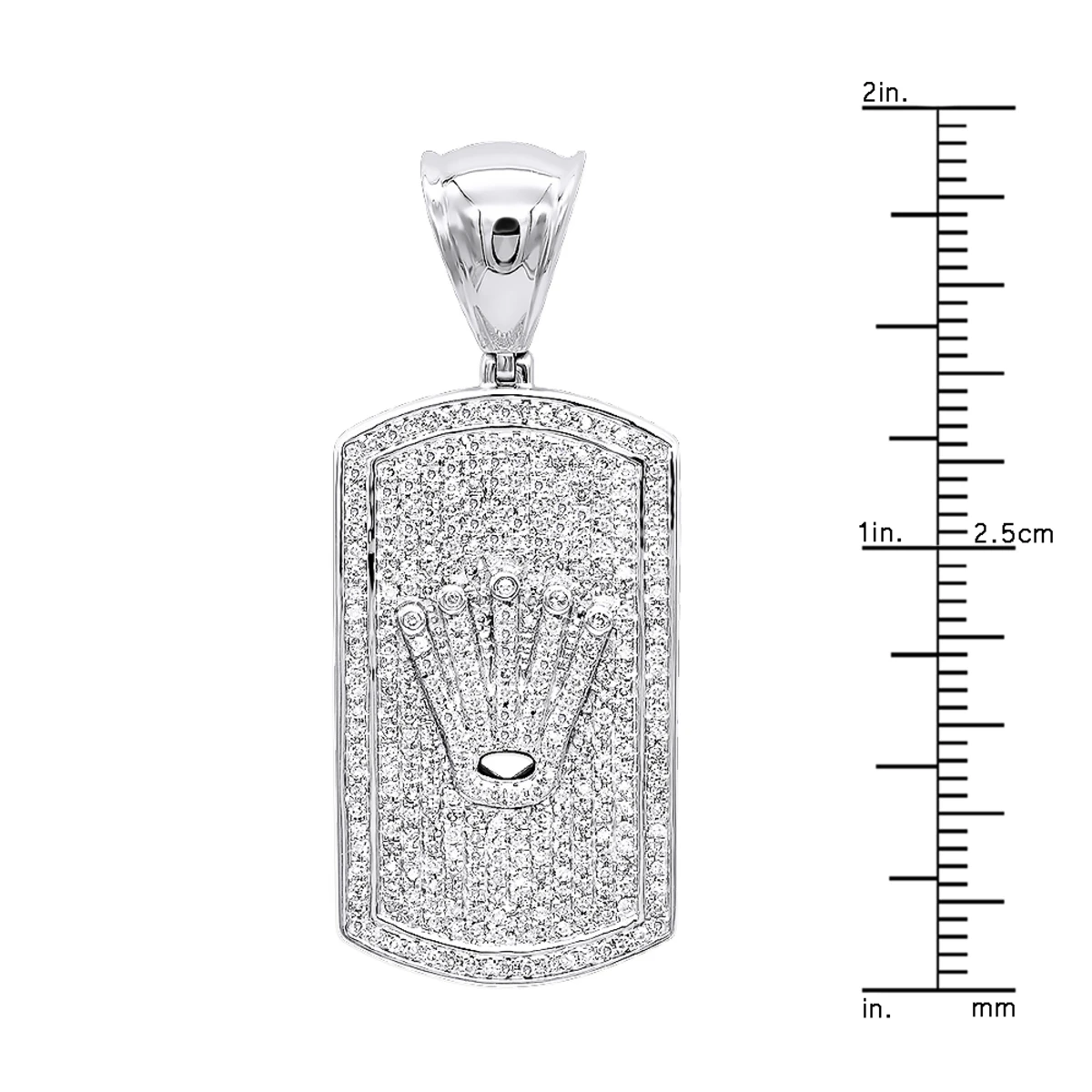 10K White Gold Diamond Dog Tag Pendant With Crown 1ct 6 10K White Gold Diamond Dog Tag Pendant With Crown 1ct - Image 6