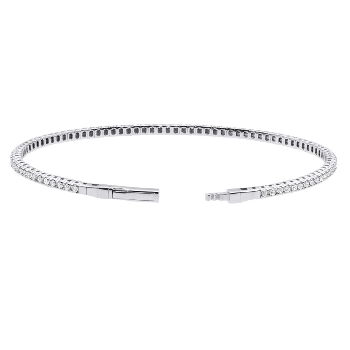 Solid 14K White Gold 1.26 Carat Diamonds Tennis Bracelet For Women Bangle Design 4 Solid 14K White Gold 1.26 Carat Diamonds Tennis Bracelet For Women Bangle Design - Image 4