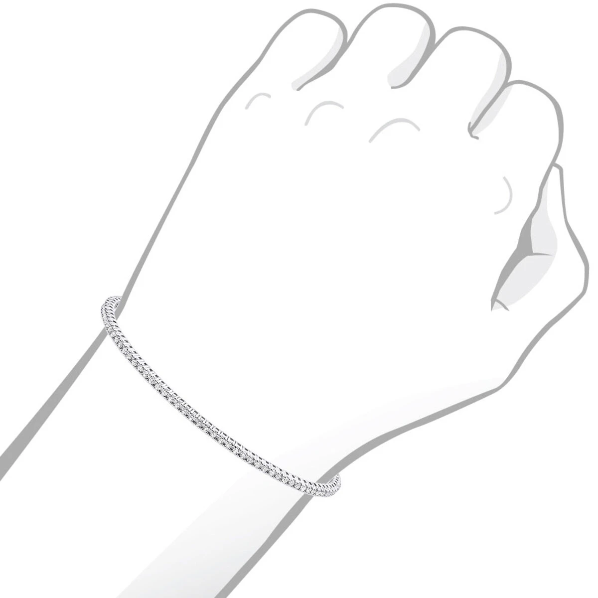 Solid 14K White Gold 1.26 Carat Diamonds Tennis Bracelet For Women Bangle Design 7 Solid 14K White Gold 1.26 Carat Diamonds Tennis Bracelet For Women Bangle Design - Image 7