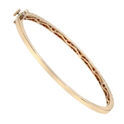 Solid 14K Yellow Gold Diamond Bangle Bracelet For Women 2ct By Luxurman -Urban Jewels Shop solid 14k gold diamond bangle bracelet for women 2ct by luxurman backro 1