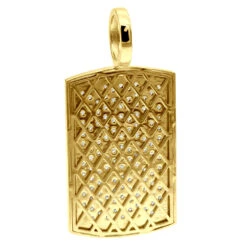14K Yellow Gold Diamond Dog Tag Pendant For Men 3.25 Carats Iced Out Design -Urban Jewels Shop solid 14k gold diamond dog tag pendant for men 325 carats iced out design 407140 back yellow