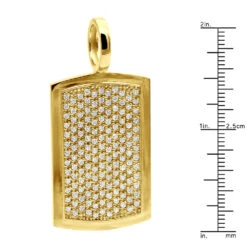 14K Yellow Gold Diamond Dog Tag Pendant For Men 3.25 Carats Iced Out Design -Urban Jewels Shop solid 14k gold diamond dog tag pendant for men 325 carats iced out design 407140 ruler yellow