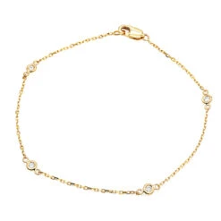 Solid 14K Yellow Gold Diamonds By The Yard Bracelet For Women 0.15ct