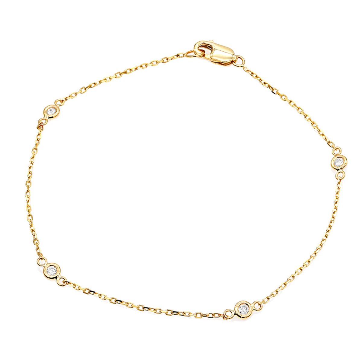 Solid 14K Yellow Gold Diamonds By The Yard Bracelet For Women 0.15ct 1 Solid 14K Yellow Gold Diamonds By The Yard Bracelet For Women 0.15ct