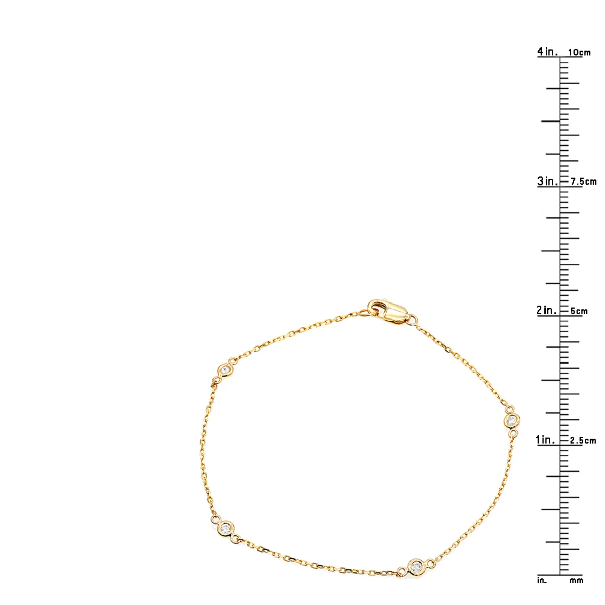 Solid 14K Yellow Gold Diamonds By The Yard Bracelet For Women 0.15ct 5 Solid 14K Yellow Gold Diamonds By The Yard Bracelet For Women 0.15ct - Image 5