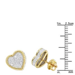 Large Solid 14K Yellow Gold Heart Diamond Stud Earrings For Women 0.75ct By Luxurman -Urban Jewels Shop solid 14k gold heart diamond stud earrings for women 075ct by luxurman rulerye