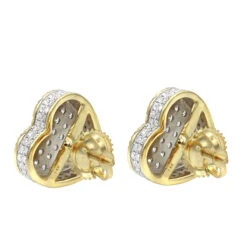 Solid 14K White Gold Large Heart Diamond Stud Earrings For Women 1ct By Luxurman -Urban Jewels Shop solid 14k gold large heart diamond stud earrings for women 1ct by luxurman backye