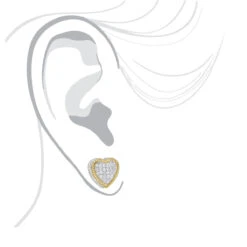 Solid 14K White Gold Large Heart Diamond Stud Earrings For Women 1ct By Luxurman -Urban Jewels Shop solid 14k gold large heart diamond stud earrings for women 1ct by luxurman bodye