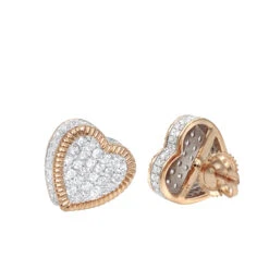 Solid 14K White Gold Large Heart Diamond Stud Earrings For Women 1ct By Luxurman -Urban Jewels Shop solid 14k gold large heart diamond stud earrings for women 1ct by luxurman mainro