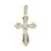 14K Yellow Gold Small Diamond Cross Pendant For Women 0.2ct