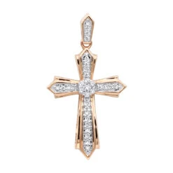 14K Yellow Gold Small Diamond Cross Pendant For Women 0.2ct -Urban Jewels Shop solid 14k gold small diamond cross pendant for women 0 2ct ro