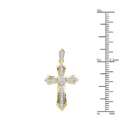 14K Yellow Gold Small Diamond Cross Pendant For Women 0.2ct -Urban Jewels Shop solid 14k gold small diamond cross pendant for women 0 2ct rulerye