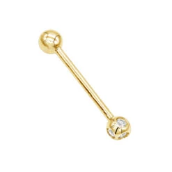 Solid 14K Yellow Gold Straight Diamond Barbell Piercing 0.15ct -Urban Jewels Shop solid 14k gold straight barbell with diamonds 011ct p 5876 backye