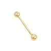 Solid 14K Yellow Gold Straight Diamond Barbell Piercing 0.15ct
