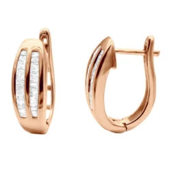 Solid 10K Yellow Gold Baguette Diamond Earrings Hoops 1/2ct -Urban Jewels Shop solid gold baguette diamond earrings hoops 13ct p 7231 rose