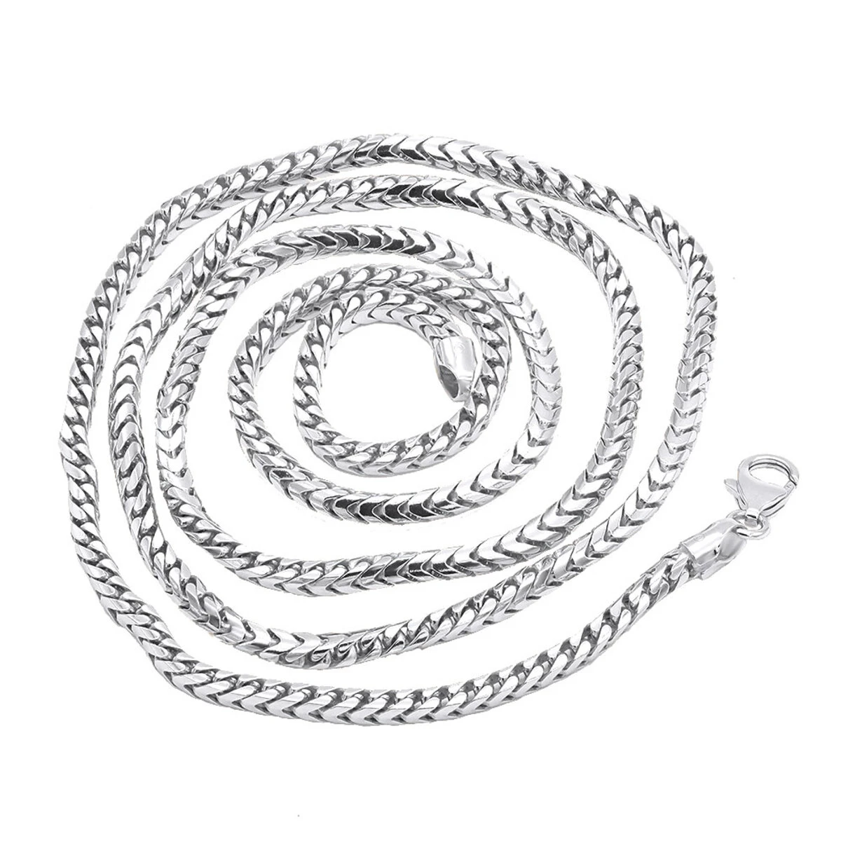 Solid 14K Yellow Gold Franco Chain Necklace For Men 3.5mm 20-32" 4 Solid 14K Yellow Gold Franco Chain Necklace For Men 3.5mm 20-32" - Image 4