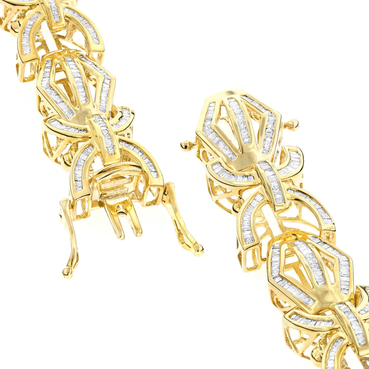 Modern Solid 10K Yellow Gold Men's Baguette Diamonds Bracelet 7.95ct 4 Modern Solid 10K Yellow Gold Men's Baguette Diamonds Bracelet 7.95ct - Image 4