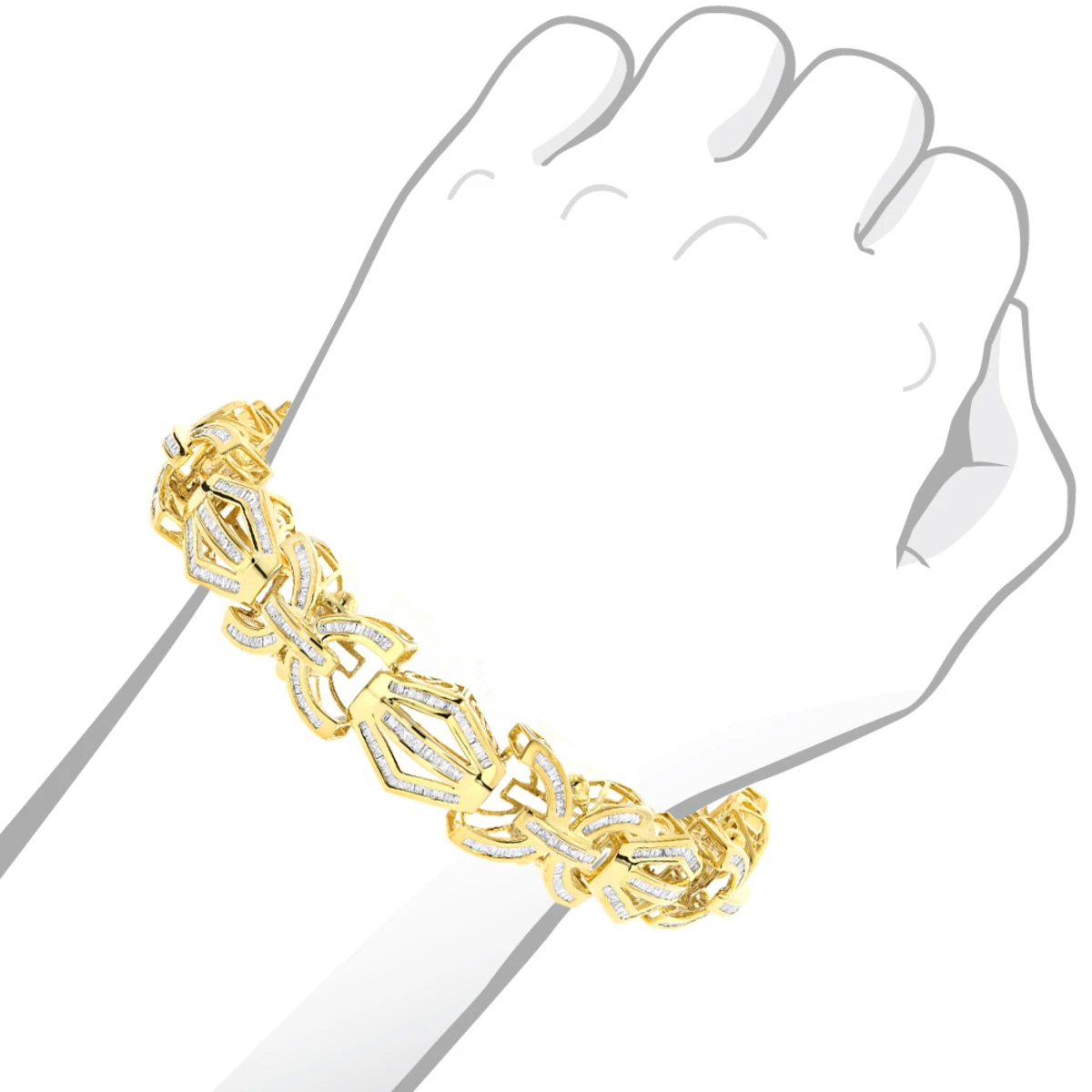 Modern Solid 10K Yellow Gold Men's Baguette Diamonds Bracelet 7.95ct 5 Modern Solid 10K Yellow Gold Men's Baguette Diamonds Bracelet 7.95ct - Image 5