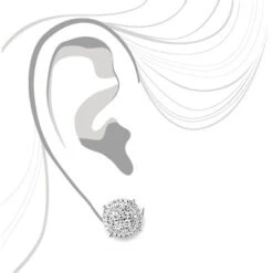 Sparkling Round Diamond Cluster Earrings Studs For Men & Women 14K White Gold -Urban Jewels Shop sparkling round diamond cluster earrings 090ct 14k gold 4