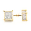 Square Diamond Stud Earrings 14K Yellow Gold 2.25ct