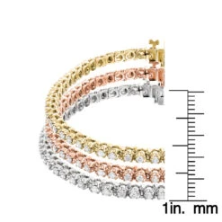 Stackable Round Diamond Tennis Bracelet 10K Gold 4.5ct -Urban Jewels Shop stackable round diamond tennis bracelet in 10k yellow rose white gold 45ct ruler