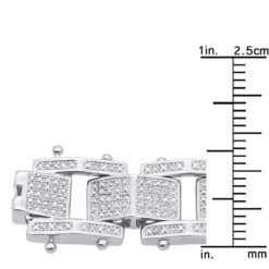 Sterling Silver Men's Diamond Bracelet 0.84ct -Urban Jewels Shop sterling silver bracelets mens diamond bracelet 084ct ruler