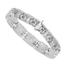 Sterling Silver Men's Diamond Bracelet 3.5 Ct