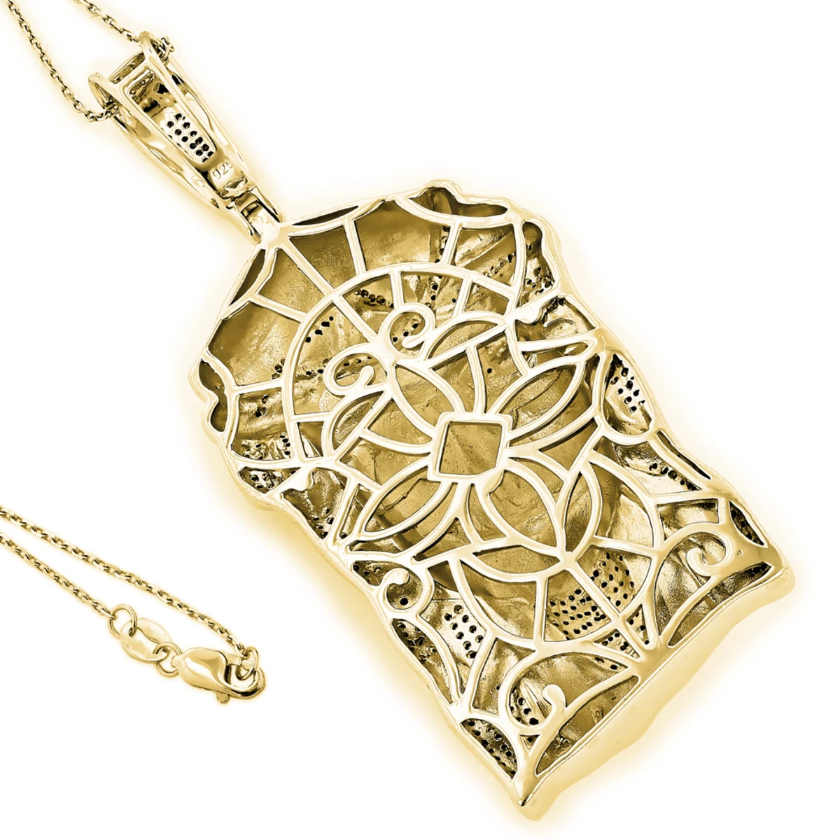 Sterling Silver Diamond Jesus Face Pendant 0.84ct Gold Plated 2 Sterling Silver Diamond Jesus Face Pendant 0.84ct Gold Plated - Image 2