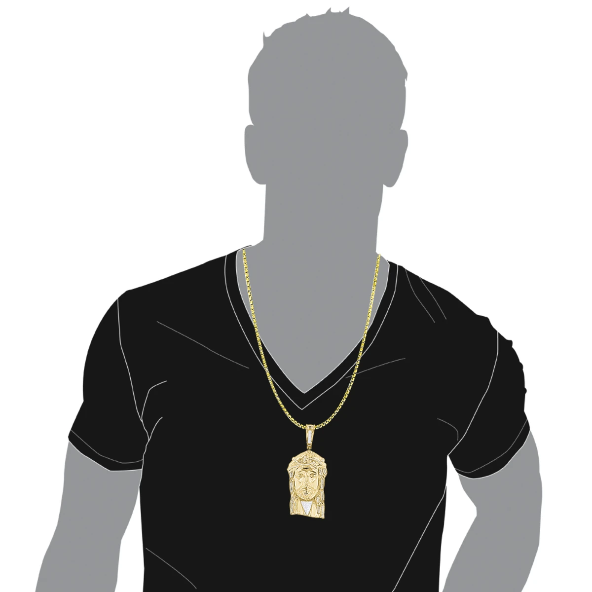 Sterling Silver Diamond Jesus Face Pendant 0.84ct Gold Plated 3 Sterling Silver Diamond Jesus Face Pendant 0.84ct Gold Plated - Image 3