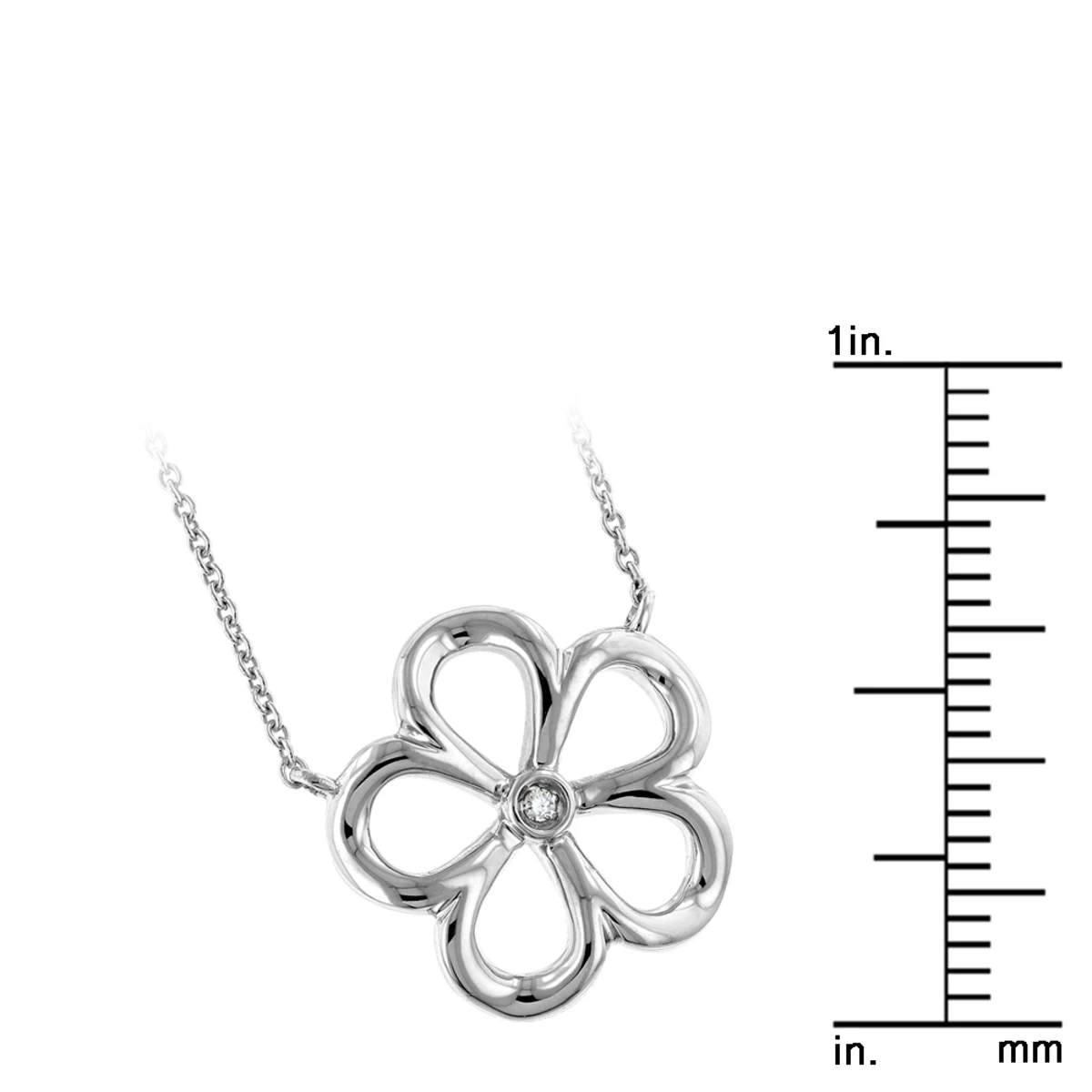 Sterling Silver Women's Diamond Flower Necklace Luxurman Love Quotes 4 Sterling Silver Women's Diamond Flower Necklace Luxurman Love Quotes - Image 4