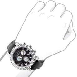 Swiss 5 Carat VS Diamond Bezel Watch For Men Benny And Co Black Dial 45mm -Urban Jewels Shop swiss 5 carat vs diamond bezel watch for men benny and co black dial 45mm 968882 body