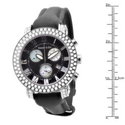 Swiss 5 Carat VS Diamond Bezel Watch For Men Benny And Co Black Dial 45mm -Urban Jewels Shop swiss 5 carat vs diamond bezel watch for men benny and co black dial 45mm 968882 ruler