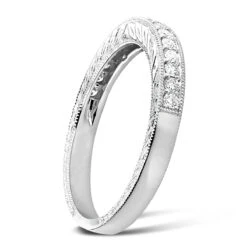 Thin 14K White Gold Diamond Wedding Band For Women Vintage Filigree Look 1/2ct 10 Thin 14K White Gold Diamond Wedding Band For Women Vintage Filigree Look 1/2ct -Urban Jewels Shop thin 14k gold diamond wedding band for women vintage filigree look 12ct 2