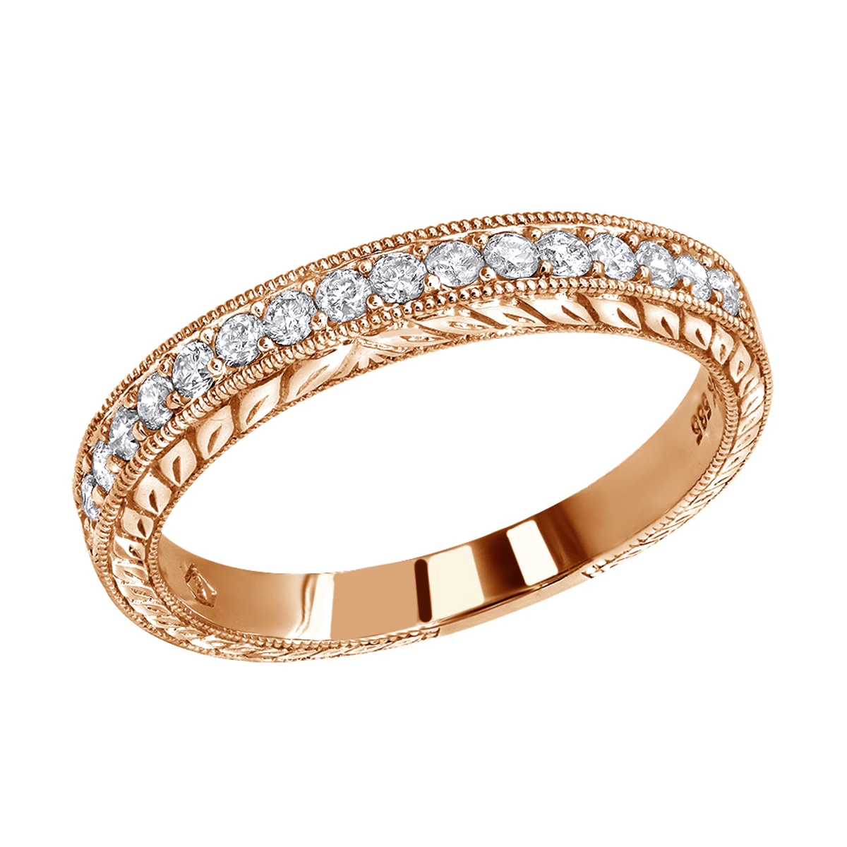 Thin 14K White Gold Diamond Wedding Band For Women Vintage Filigree Look 1/2ct 5 Thin 14K White Gold Diamond Wedding Band For Women Vintage Filigree Look 1/2ct - Image 5