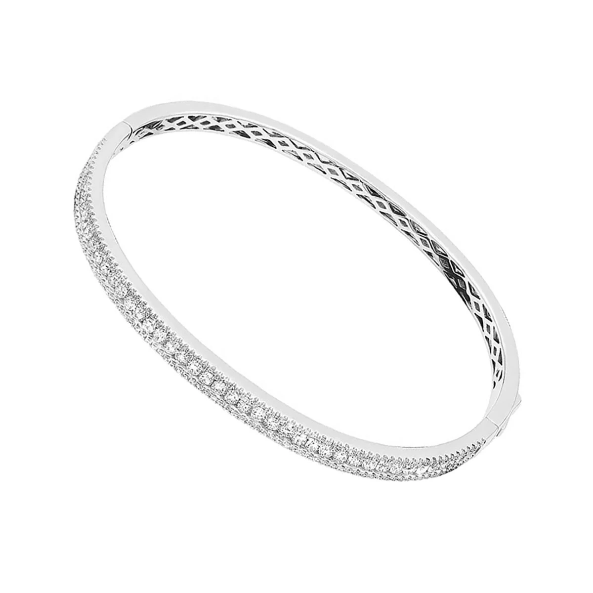 14K White Gold Thin Diamond Bangle Bracelet For Women 2.5 Carat 2 14K White Gold Thin Diamond Bangle Bracelet For Women 2.5 Carat - Image 2