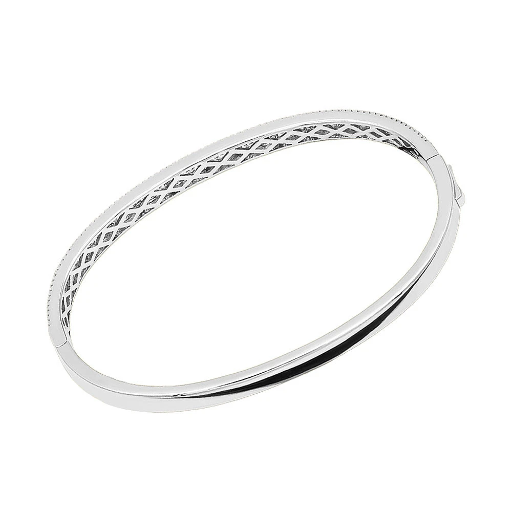 14K White Gold Thin Diamond Bangle Bracelet For Women 2.5 Carat 5 14K White Gold Thin Diamond Bangle Bracelet For Women 2.5 Carat - Image 5