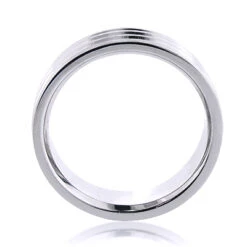 Three Lines Men's Wedding Band Solid 14K White Gold -Urban Jewels Shop three lines mens wedding band 14k solid gold 4