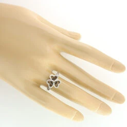 Triple Heart Ring With Black And White Diamonds 0.26ct 14K White Gold -Urban Jewels Shop triple heart ring with black and white diamonds 026ct 14k gold 3