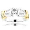 Affordable Two Tone 14K White/yellow Gold Diamond Engagement Ring 0.78ct
