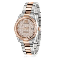 Women's 1.5ct Diamond Watch Two Tone Rose Gold Plated Luxurman Tribeca