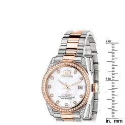 Two Tone Rose Gold Plated Women's Diamond Watch 1.5ct Luxurman Tribeca -Urban Jewels Shop two tone rose gold plated womens diamond watch 15ct luxurman tribeca 4 ruler