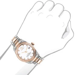 Two Tone Rose Gold Plated Women's Diamond Watch 1.5ct Luxurman Tribeca -Urban Jewels Shop two tone rose gold plated womens diamond watch 15ct luxurman tribeca bod