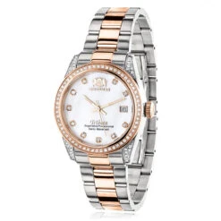 Two Tone Rose Gold Plated Women's Diamond Watch 1.5ct Luxurman Tribeca