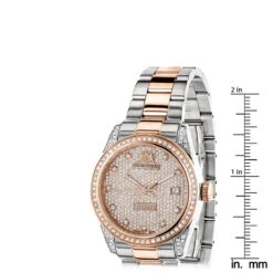 Women's 1.5ct Diamond Watch Two Tone Rose Gold Plated Luxurman Tribeca 9 Women's 1.5ct Diamond Watch Two Tone Rose Gold Plated Luxurman Tribeca -Urban Jewels Shop two tone rose gold plated womens diamond watch 15ct luxurman tribeca ruler