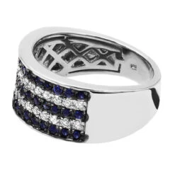 5 Row 10K Yellow Gold Blue Sapphire Diamond Band For Men & Women -Urban Jewels Shop uniqe wedding rings 10k gold blue sapphire diamond band for men women 001234 w backwh 20211209