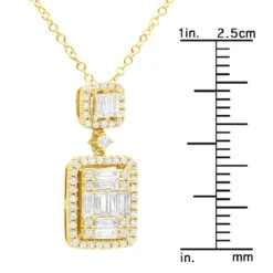 Unique 14K Yellow Gold 1 Carat Round And Baguette Diamond Pendant Necklace For Women 15 Unique 14K Yellow Gold 1 Carat Round And Baguette Diamond Pendant Necklace For Women -Urban Jewels Shop unique 1 carat round baguette diamond pendant necklace for women 14k gold 803211 rulerye