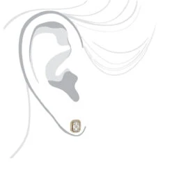 Unique Women's Or Men's Round & Baguette Diamond Cluster Earrings Studs 0.6ct -Urban Jewels Shop unique 14k gold cluster diamond earrings studs for men and women halo design bodye