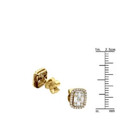 Unique Women's Or Men's Round & Baguette Diamond Cluster Earrings Studs 0.6ct -Urban Jewels Shop unique 14k gold cluster diamond earrings studs for men women 06ct 803208 rulerye